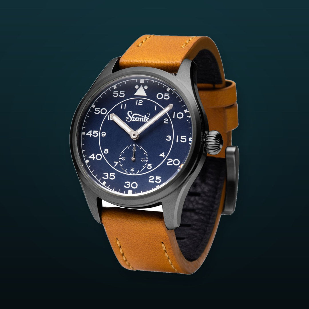 Heritage Aviator 2750 Series Gun Gray / Blue / Tan | Blue Dial