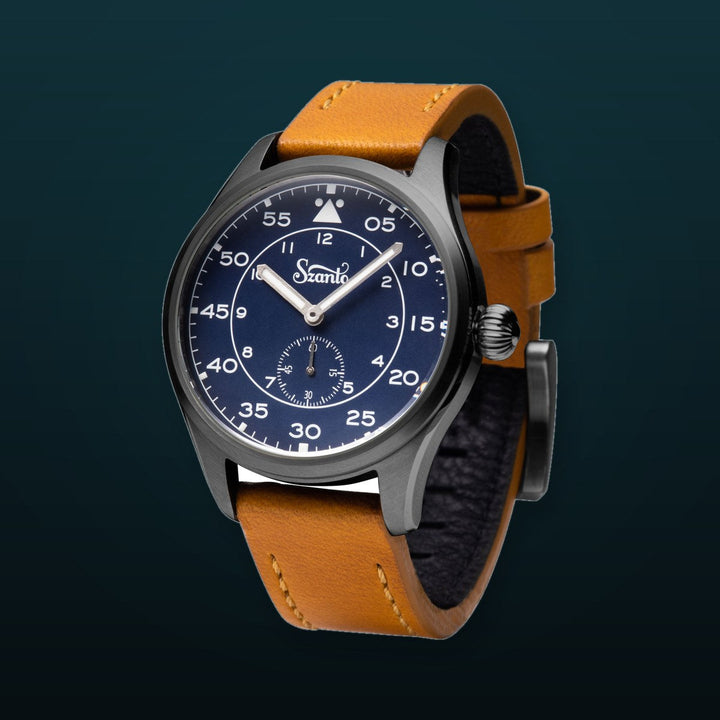 Heritage Aviator 2750 Series Gun Gray / Blue / Tan | Blue Dial