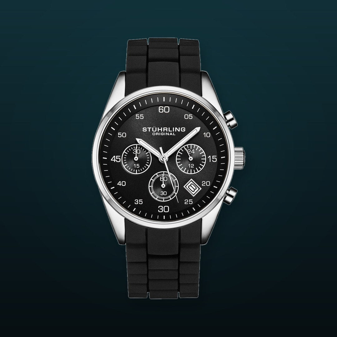 Tempo Chronograph 42mm Black/Rubber | Black Dial