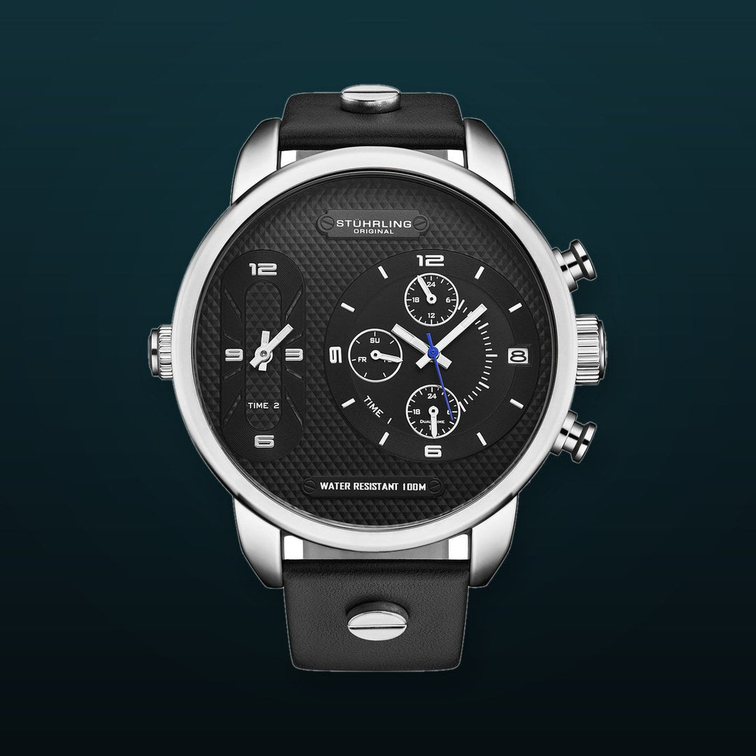 Global GMT Japanese Quartz 52mm Black/Silver | Black Dial