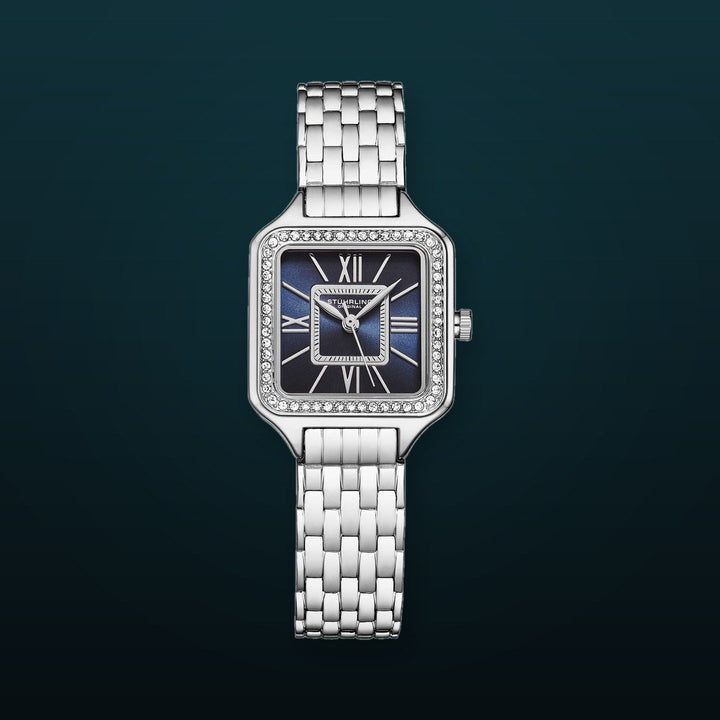 Confidant Square Crystal Classic Silver/Blue | Navy Dial