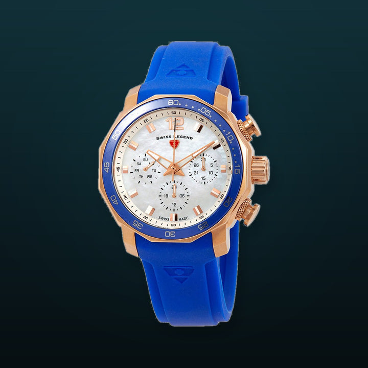 Blue Geneve Multifunction Silver / Rubber | Silver Dial