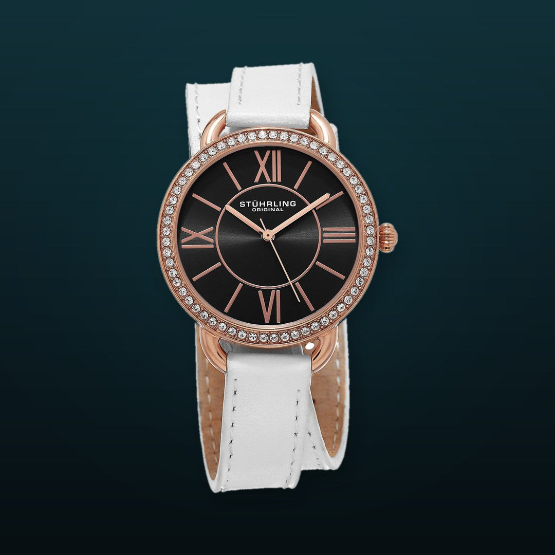 Vogue White Leather | Black Dial
