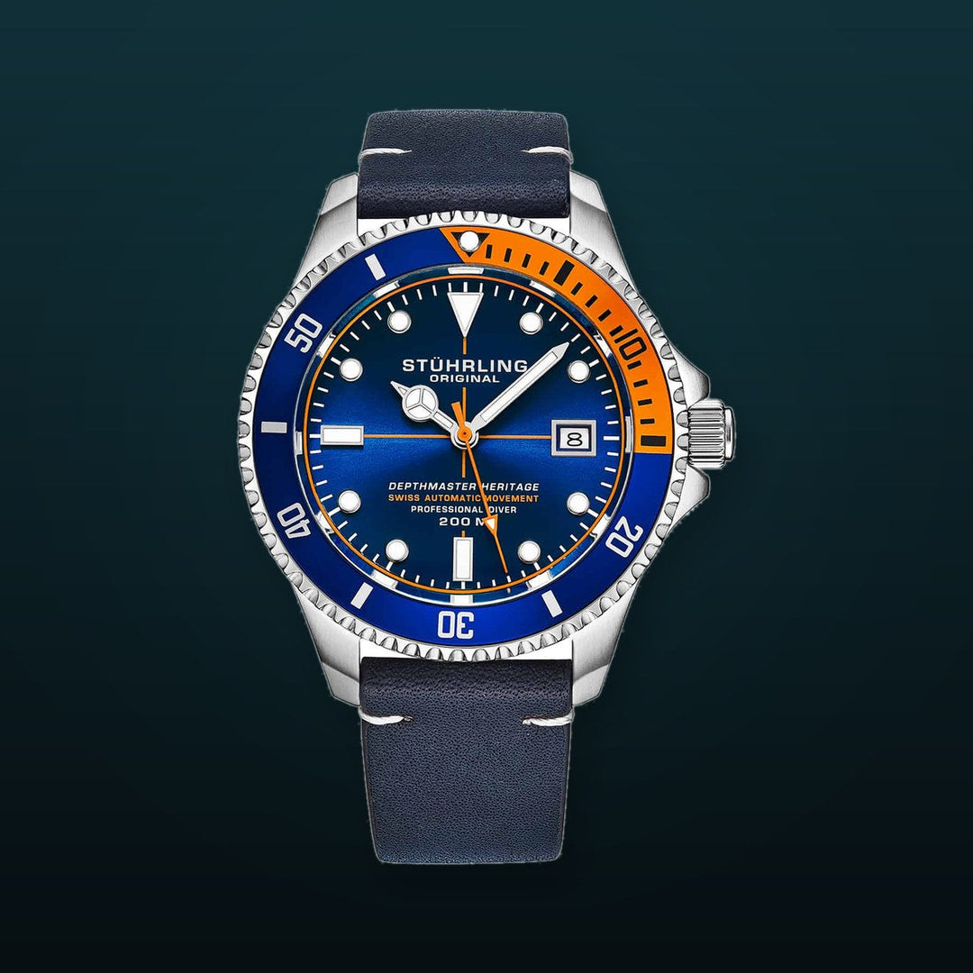 Swiss Automatic Depthmaster Heritage 883H 42mm Diver Blue/Leather | Blue Dial