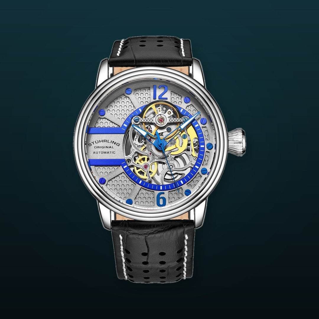 Legacy Black/Silver/Blue Leather | Silver Dial