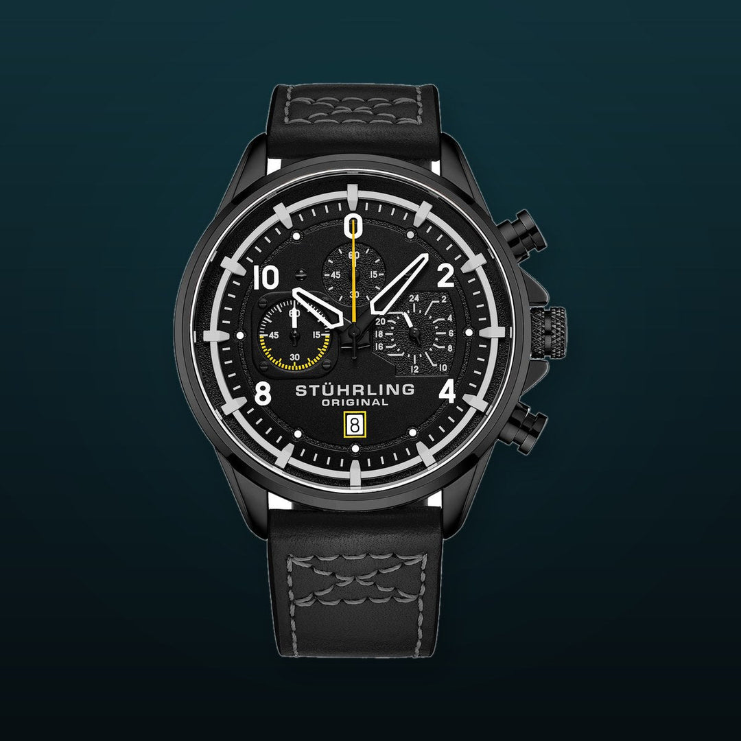 Aviator 929 Black/Leather | Black Dial