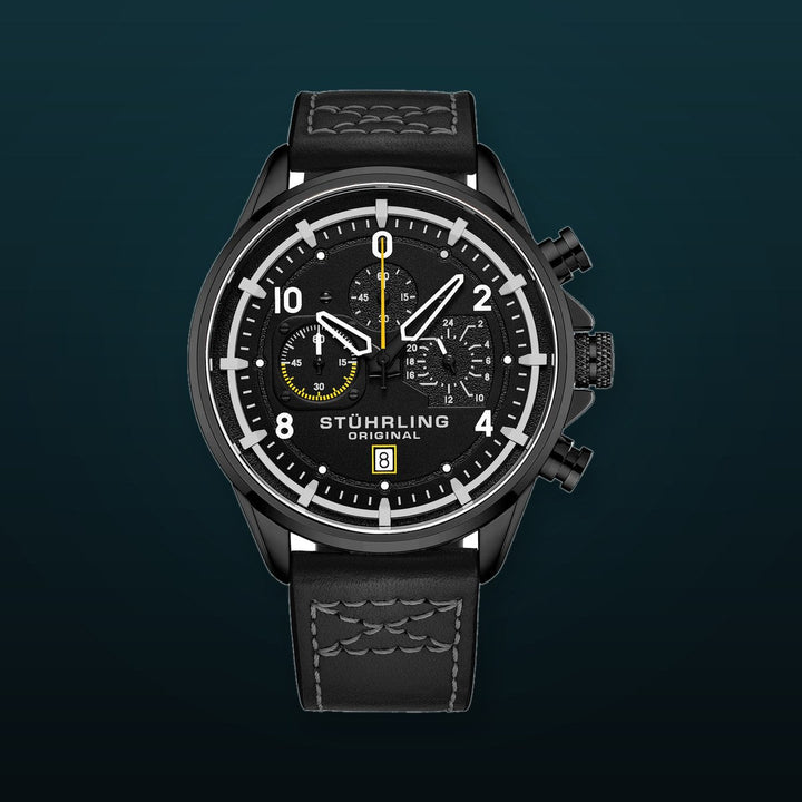 Aviator 929 Black/Leather | Black Dial