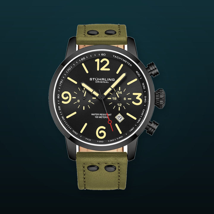 Aviator Green / Leather | Black Dial