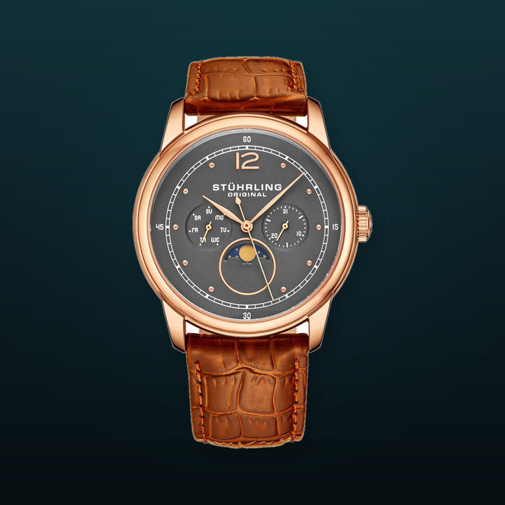 Symphony Light Brown/Leather/Gun Metal Grey Dial/Rose Case | Dark Grey Dial