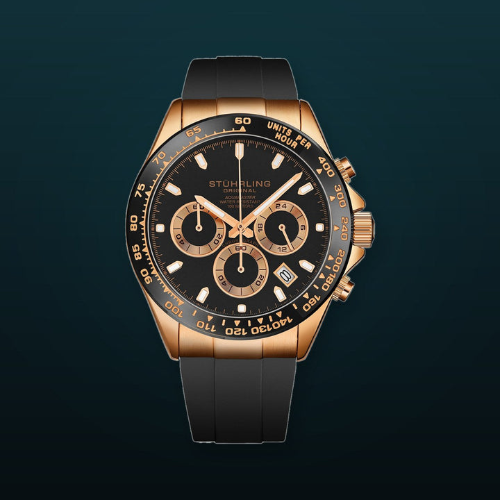 Vanguard Elite Navigator 42mm Chronograph Watch Black/Rose | Black Dial