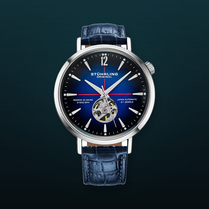 Quasar Skeleton Automatic 42mm Blue/Leather | Blue Dial