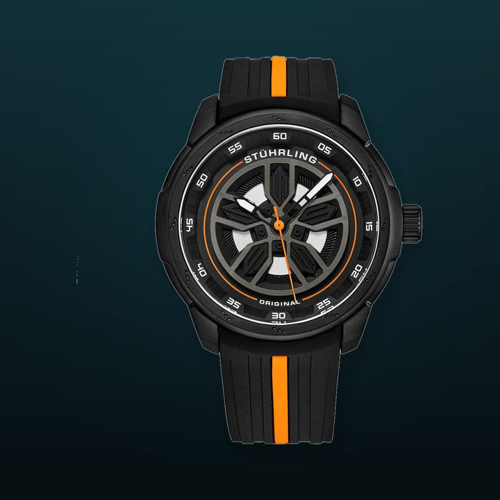 Aviator Black and orange/Rubber/Black/Silver Dial/Black Case | Black Dial