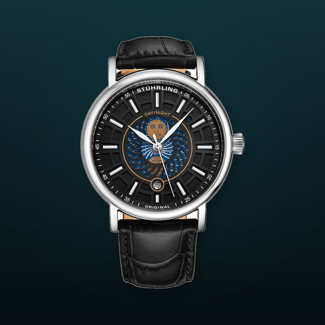Symphony 899 Silver case/Leather strap/ Brass Dial | Black Dial