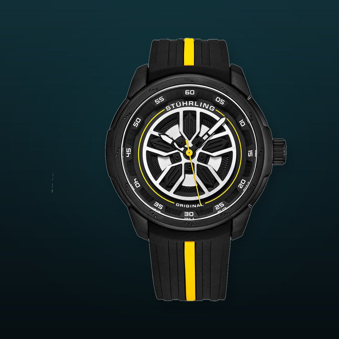 Aviator Black and yellow/Rubber/Black/Silver Dial/Black Case | Black Dial