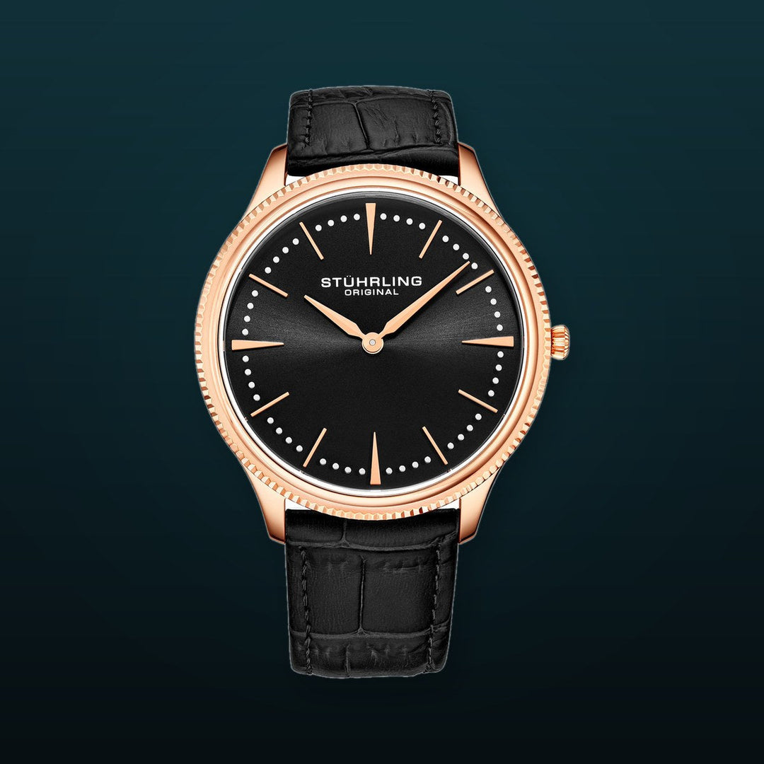 Symphony Black/Leather/Black Dial/Rose/Rose  Case | Black Dial