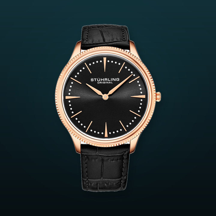 Symphony Black/Leather/Black Dial/Rose/Rose  Case | Black Dial