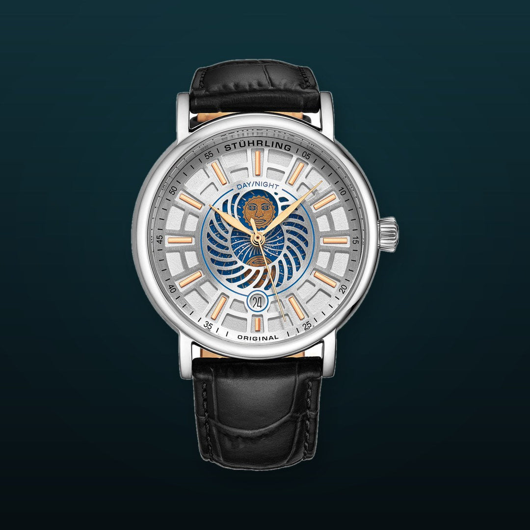 Symphony Silver case/Leather strap/ Brass Dial | White Dial