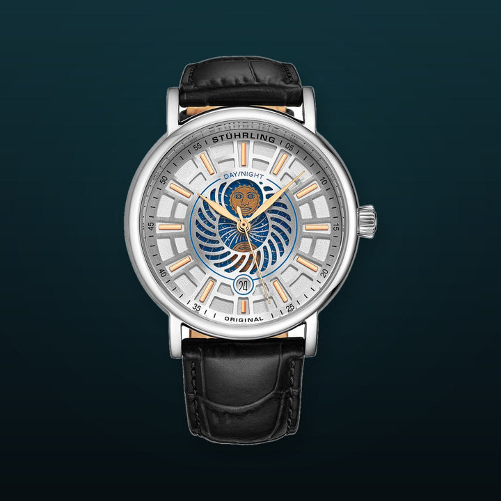 Symphony Silver case/Leather strap/ Brass Dial | White Dial