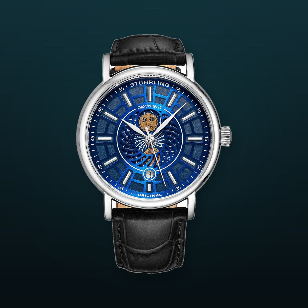 Symphony 899.03 Silver case/Leather strap/ Brass Dial | Blue Dial