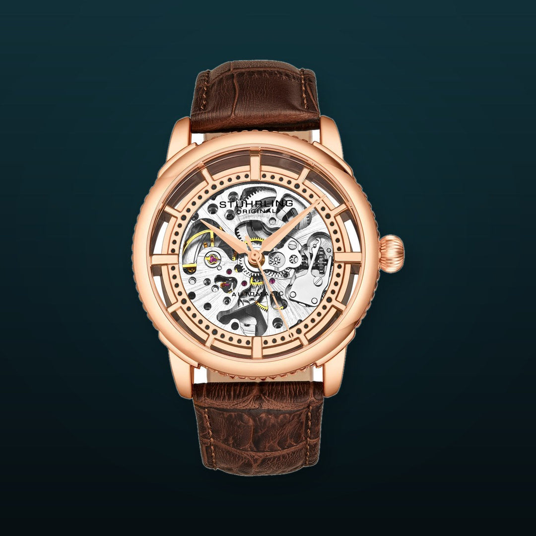 Legacy Automatic Skeleton Watch Brown/Leather | Salmon Dial