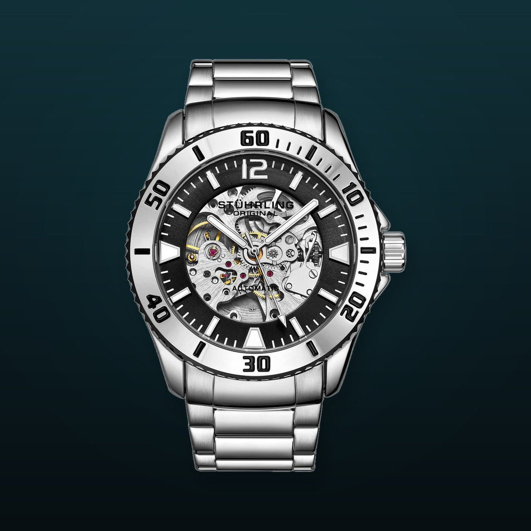 Aquadiver 3963 Silver case/Stainless Steel strap/ Brass Dial | Black Dial