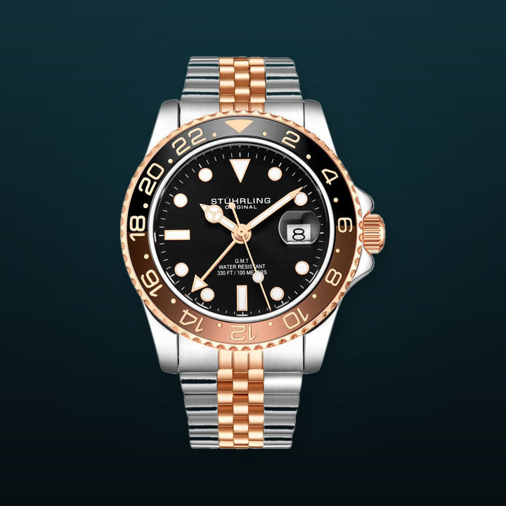 Aquadiver GMT Two Tone / Silver + Rose Gold | Black Dial