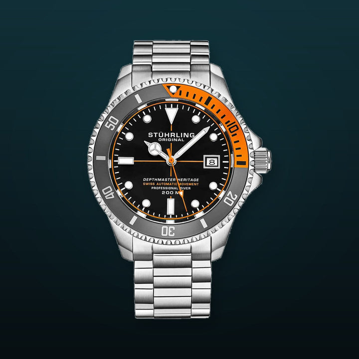 Aquadiver Black Dial/ Silver Stainless Steel Orange | Black Dial
