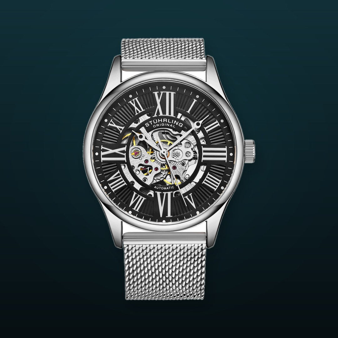 Atrium 3942M Automatic 42mm Skeleton Silver/Stainless Steel | Black Dial