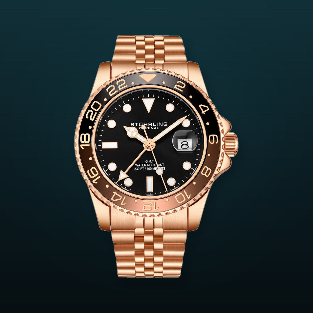 Aquadiver GMT Rose Gold/Stainless Steel | Black Dial