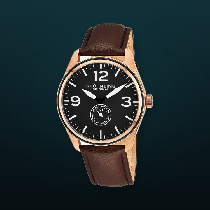Aviator Brown/Leather/Black Dial/Rose Case | Black Dial