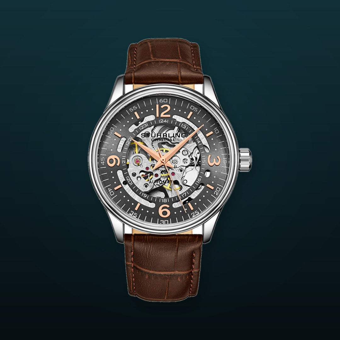 Denmark 3947 Automatic 42mm Skeleton Brown/Leather | Gray Dial