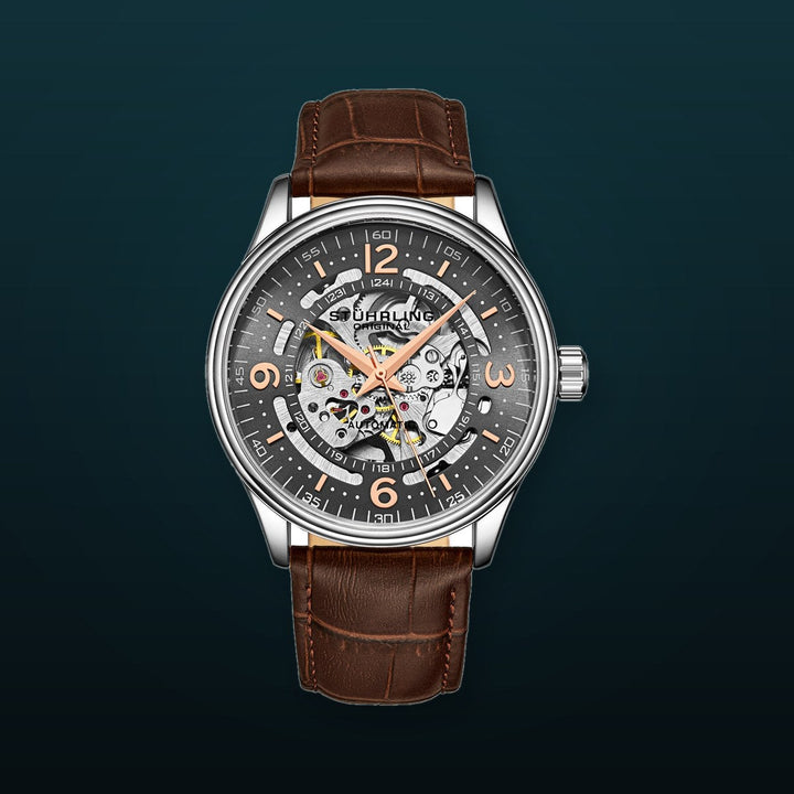 Denmark 3947 Automatic 42mm Skeleton Brown/Leather | Gray Dial