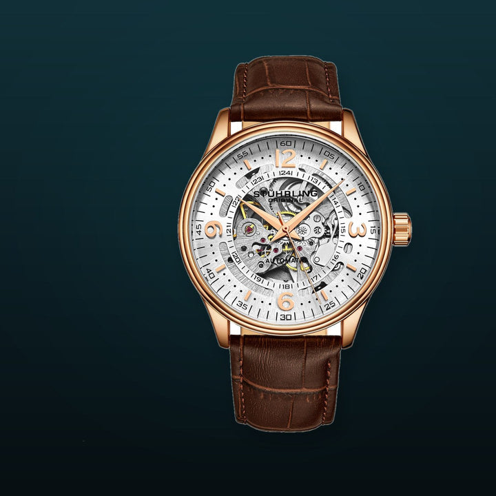 Denmark Automatic Skeleton Watch Brown/Leather | White Dial