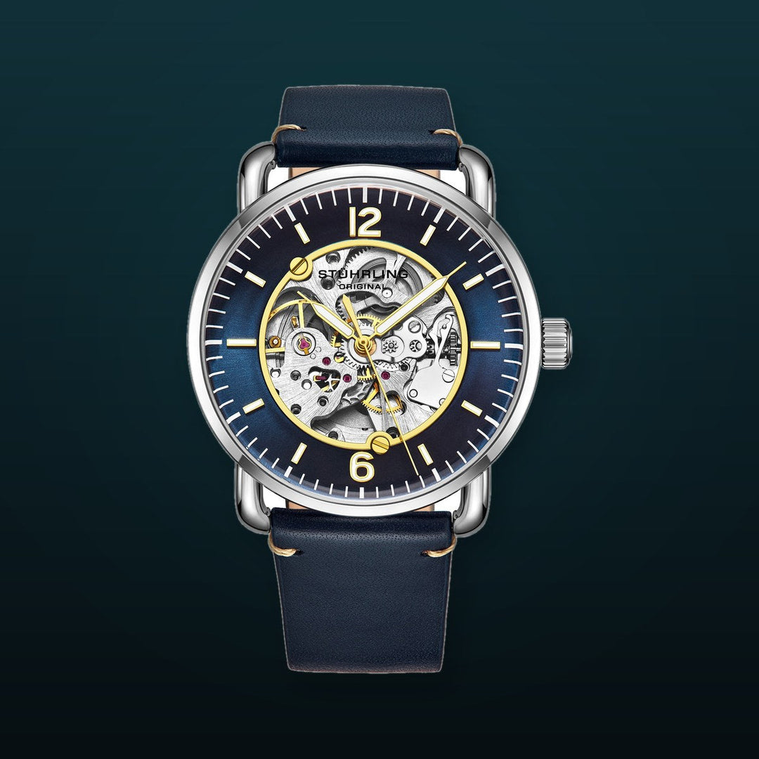 Legacy Blue/Blue/Gold Leather | Skeleton Dial