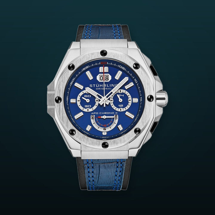 Mens Sport Watch Blue/ Leather | Blue Dial