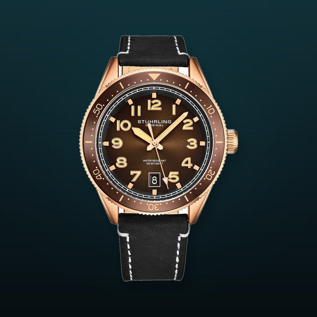 Monaco Black/Leather/Brown Dial/Rose Case | Brown Dial