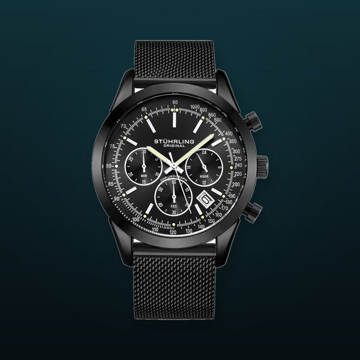 Rialto 3975 Quartz 44 MM Chronograph | Black Dial