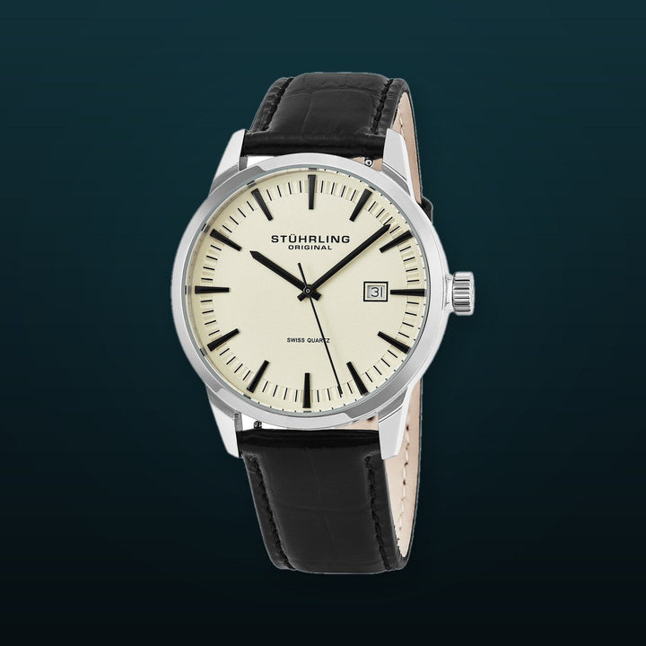 Symphony Black/Leather/Ivory Dial/Silver Case | Ivory Dial