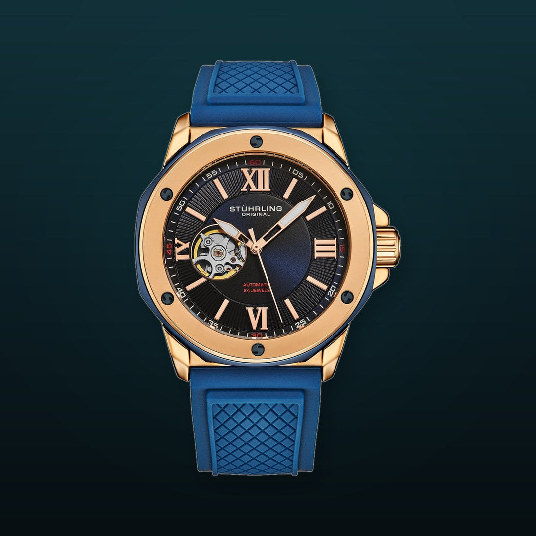 Edwardian Automatic 44mm Skeleton Blue/Rose | Blue Dial