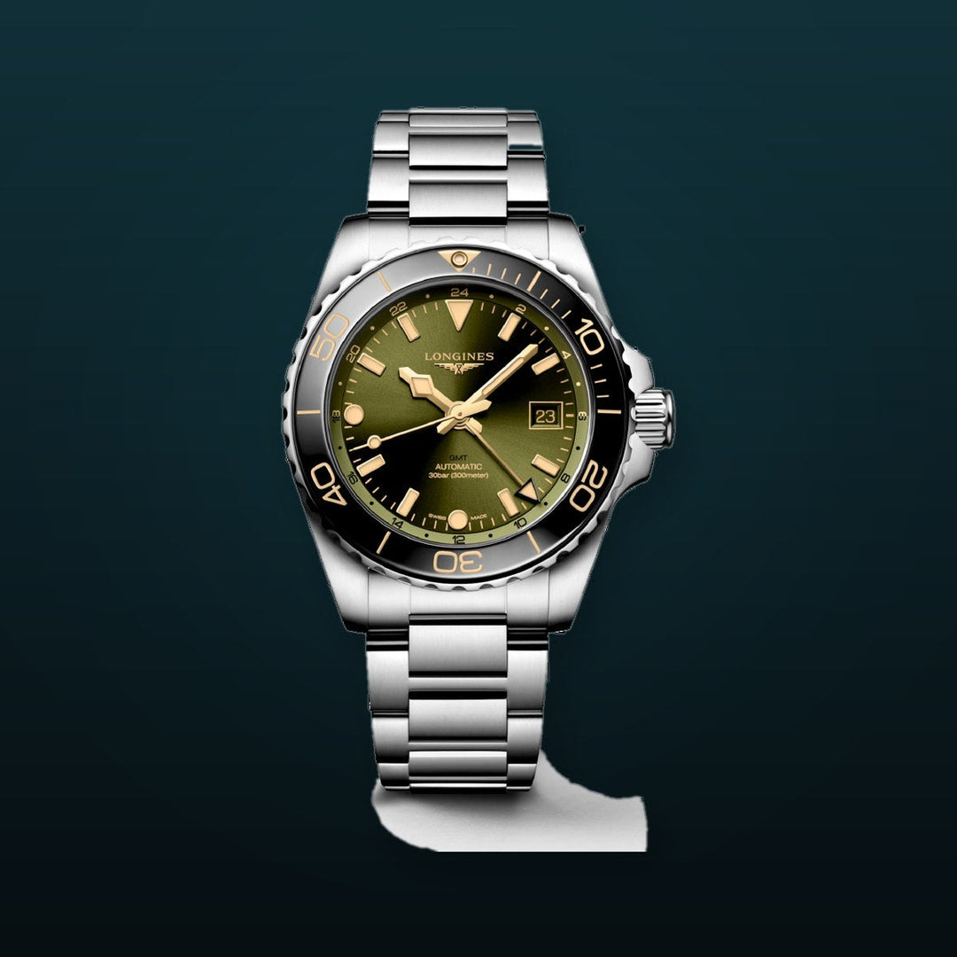 HYDROCONQUEST GMT Green / Stainless Steel | Green Dial