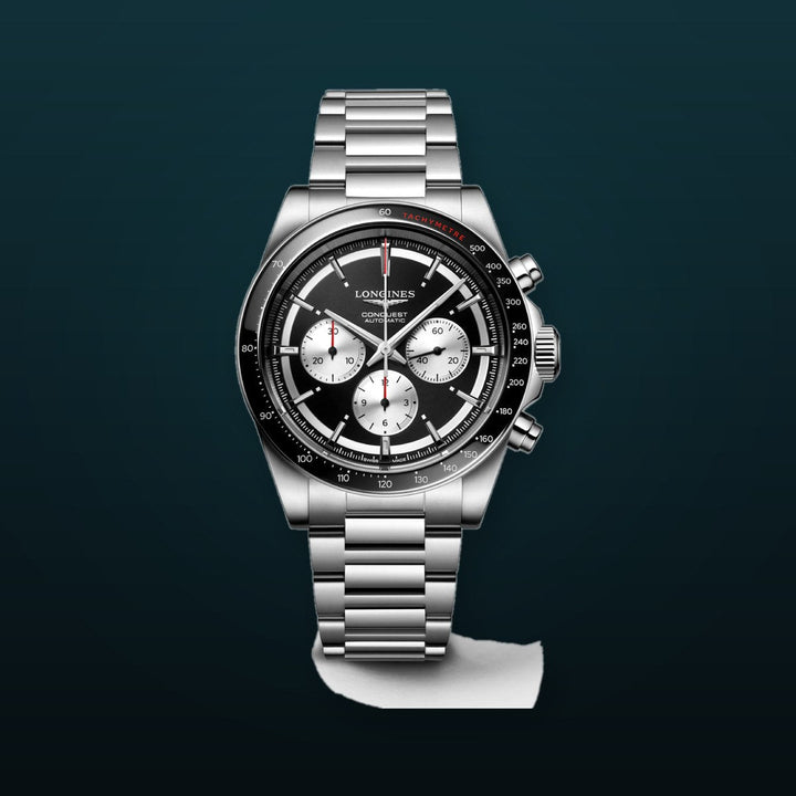 Conquest Chronograph Black / Stainless Steel | Black Dial