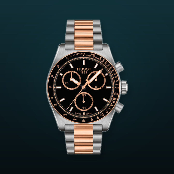PR516 Quartz Chronograph Silver-tone / Rose Gold Black Dial