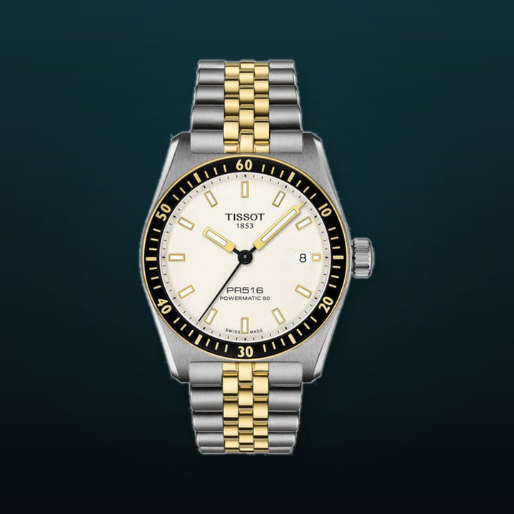 PR516 POWERMATIC 80 Silver-tone/ Yellow Gold White Dial