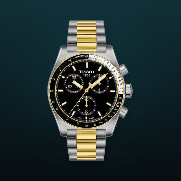 PR516 Chronograph Silver-tone/ Yellow Gold Black Dial
