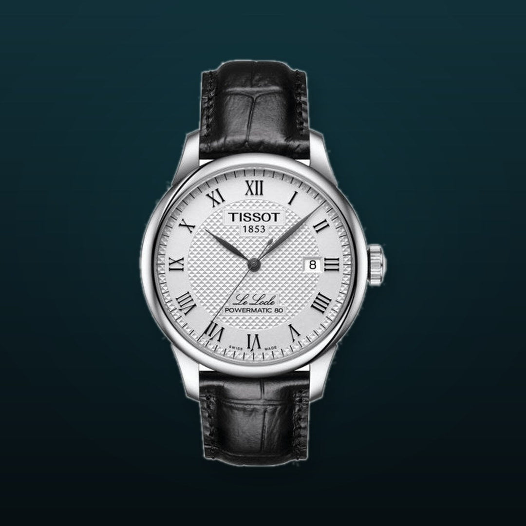 LE LOCLE POWERMATIC 80 Black / Leather Silver Dial