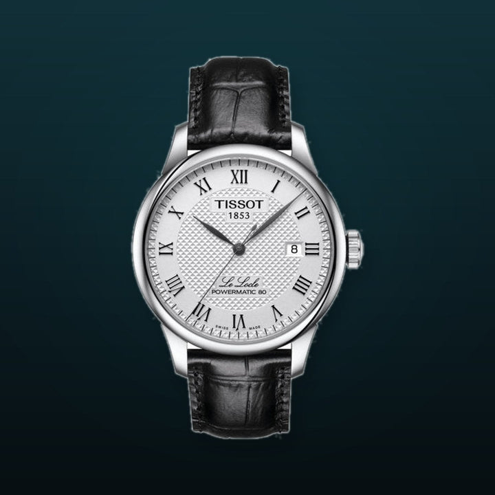 LE LOCLE POWERMATIC 80 Black / Leather Silver Dial