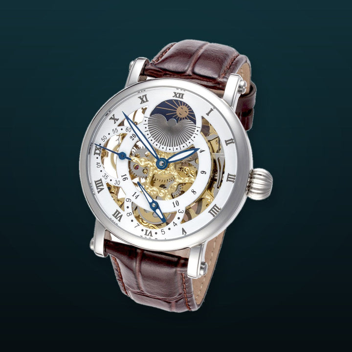 Traveller Series brown leather/two tone | White Dial