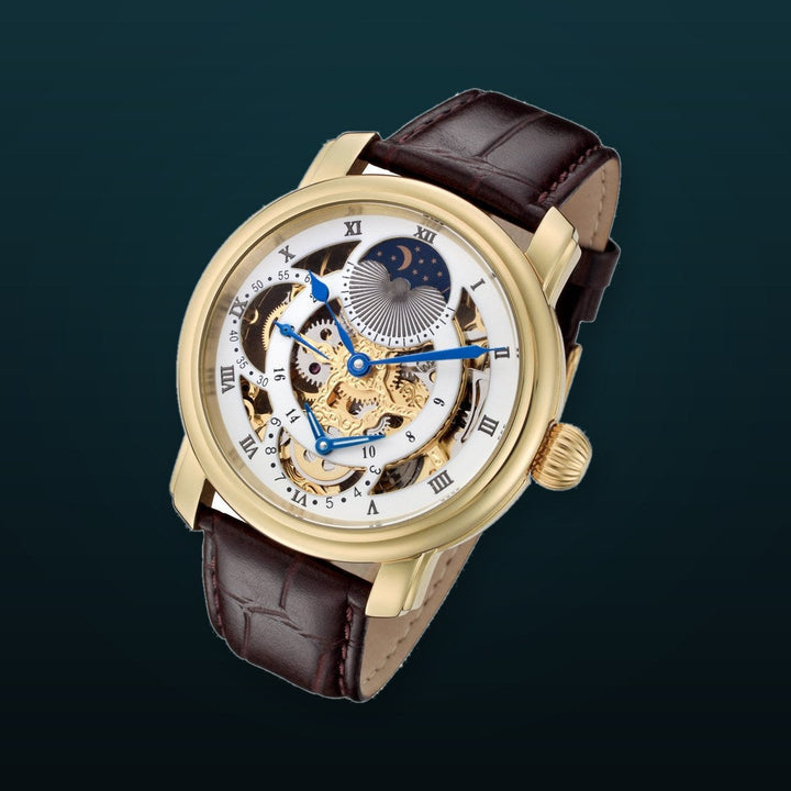 Traveller Series brown leather /gold | White Dial