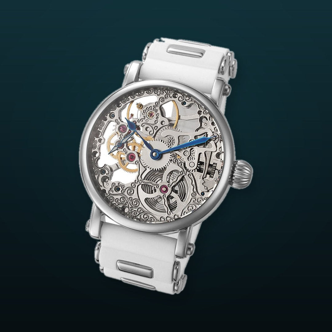 Skeleton Series white rubber silver/silver | Silver Dial