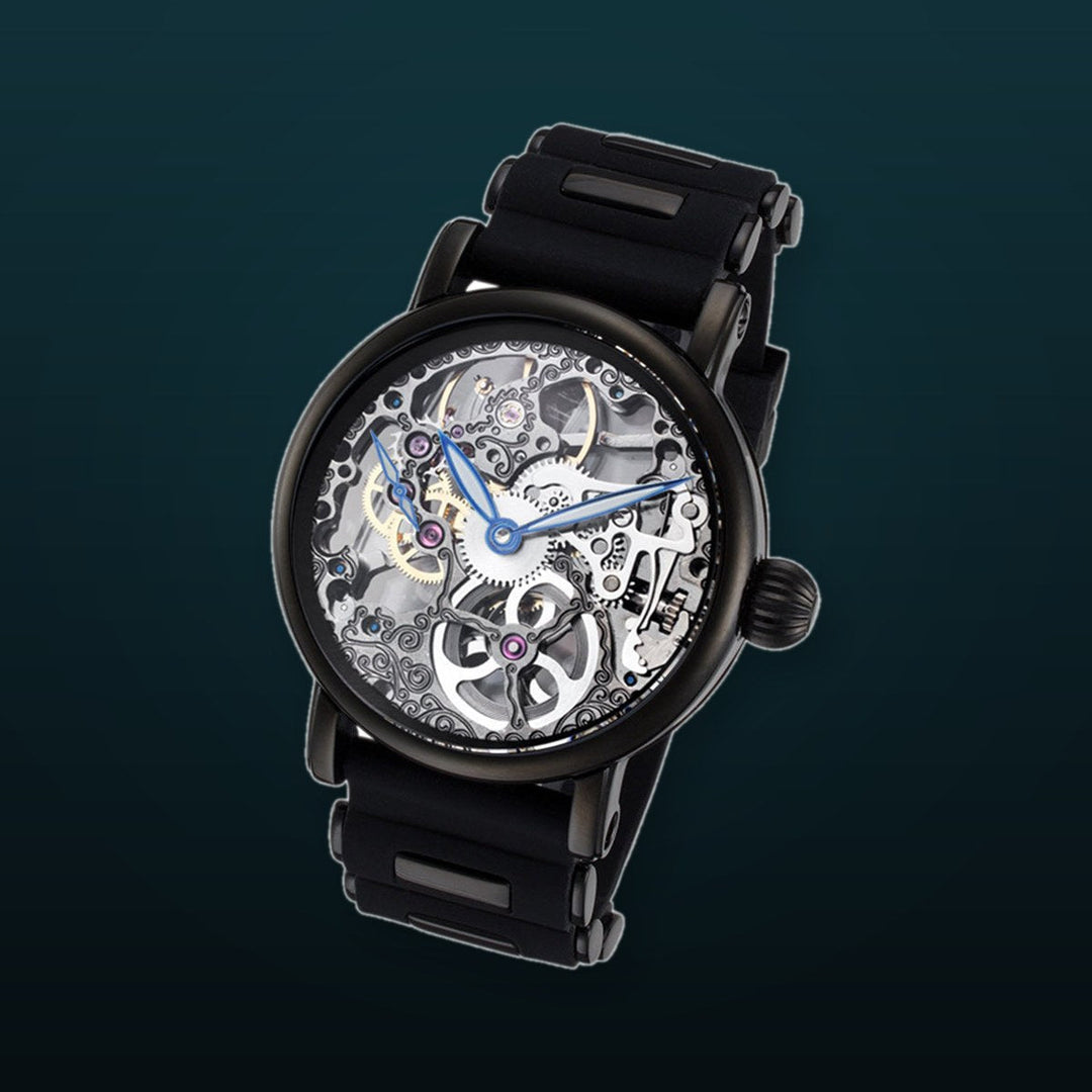 Skeleton Series black steel/silver | Silver Dial
